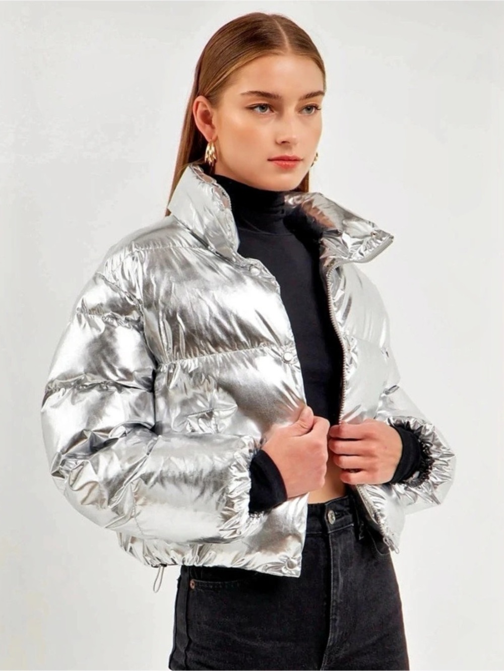 7 For All Mankind Women's Metallic Puffer Jacket Size Large